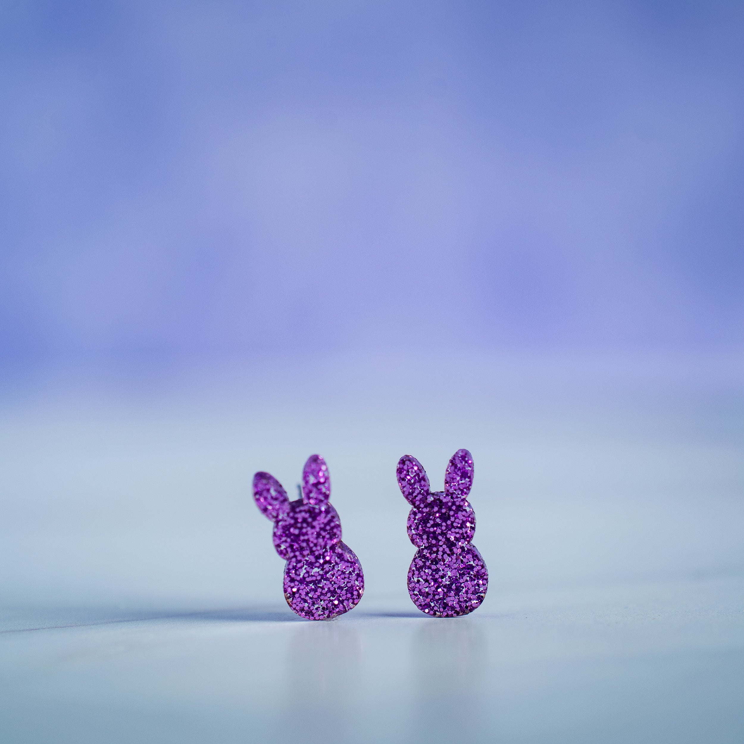 Purple Glitter Easter Bunny Studs