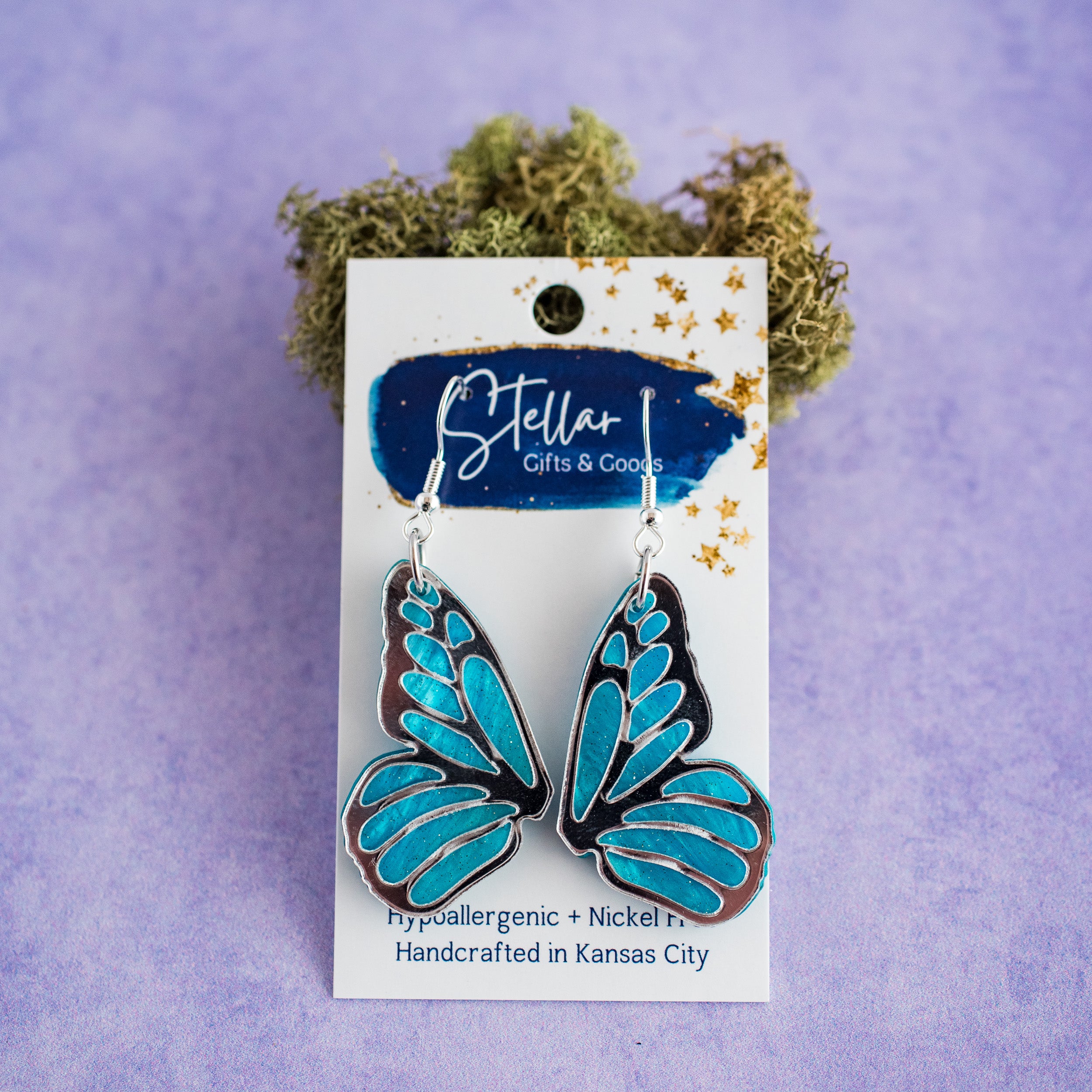 Blue Glitter Pearl Butterfly Wings