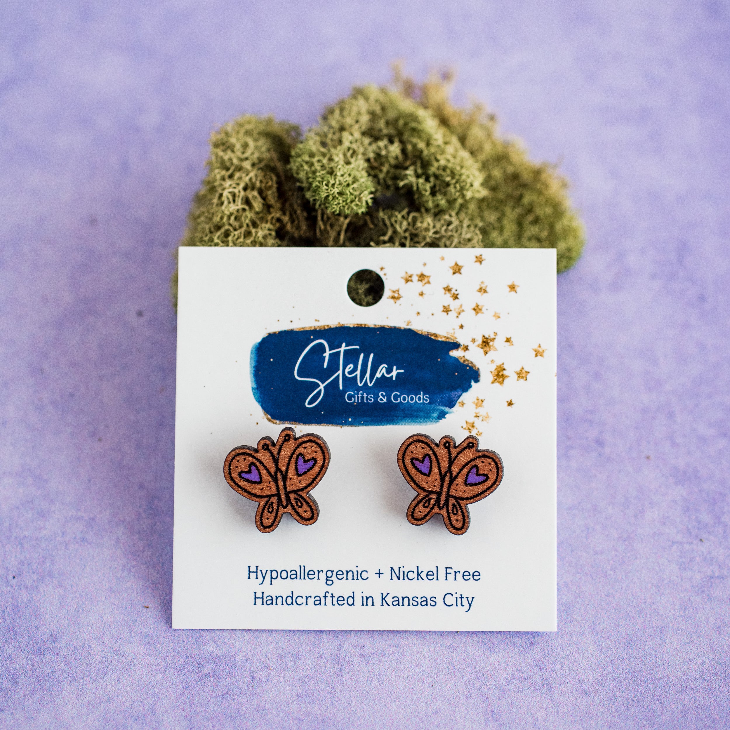 Hand Painted Butterfly Studs
