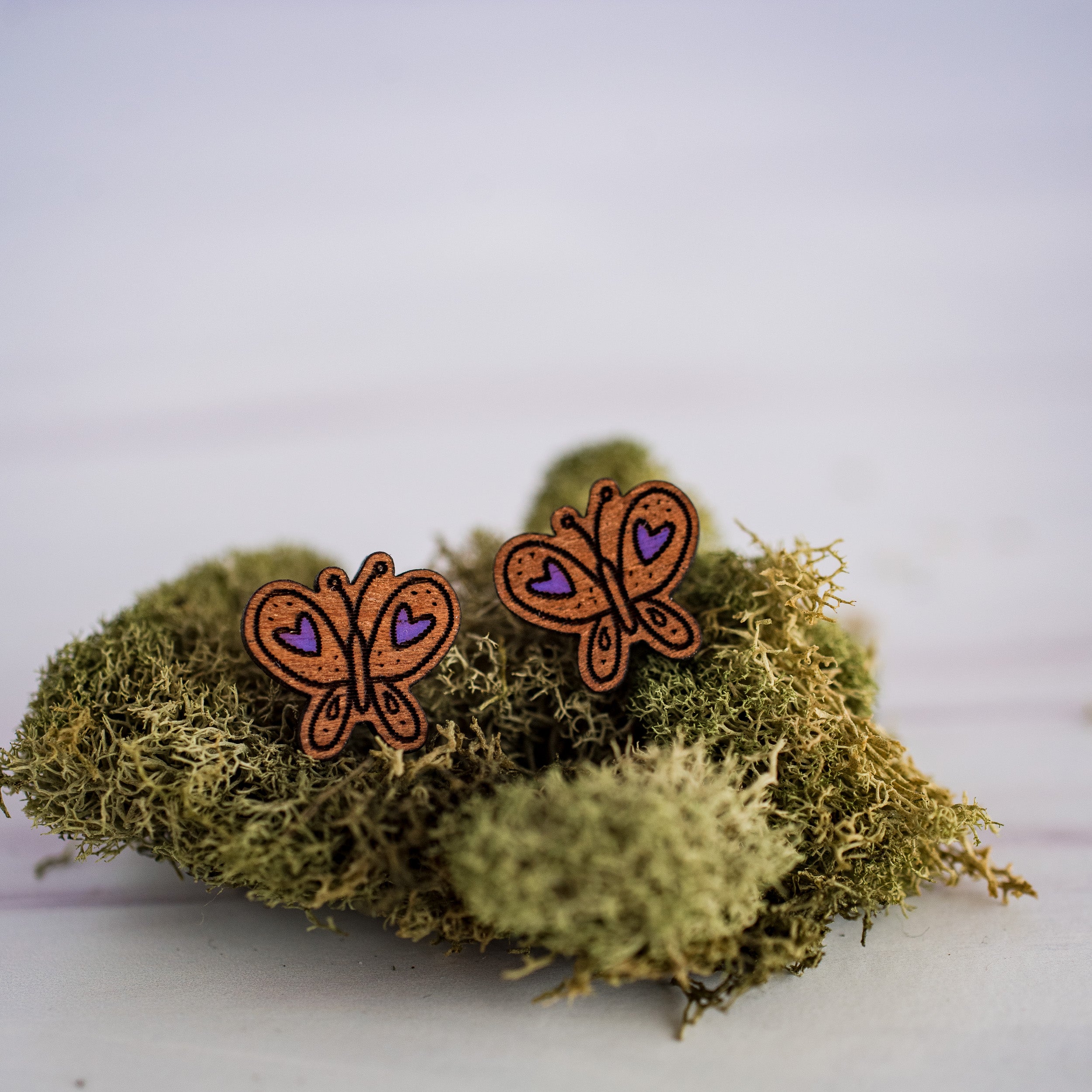 Hand Painted Butterfly Studs