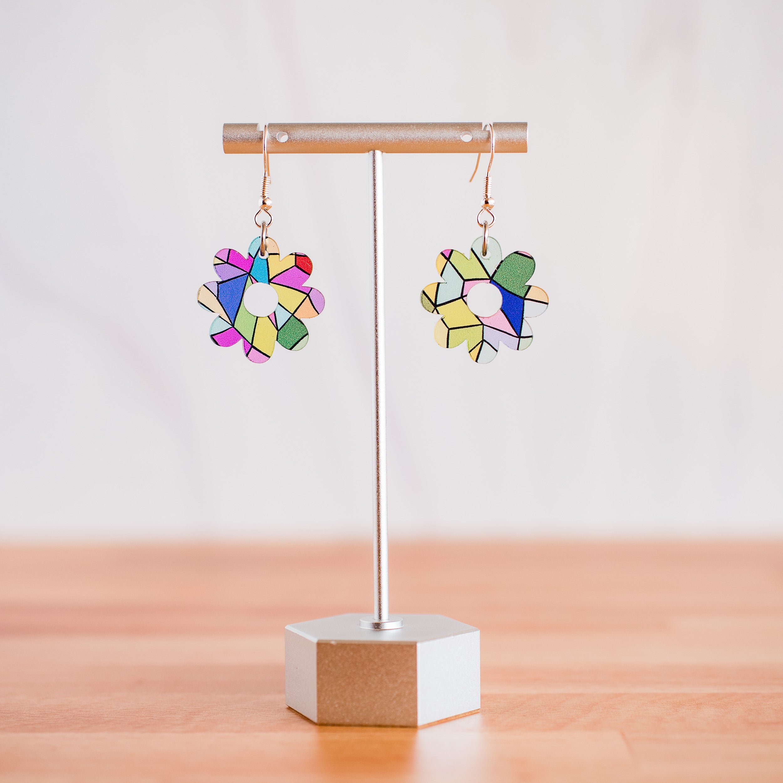 Petite Stained Glass Daisy Dangles