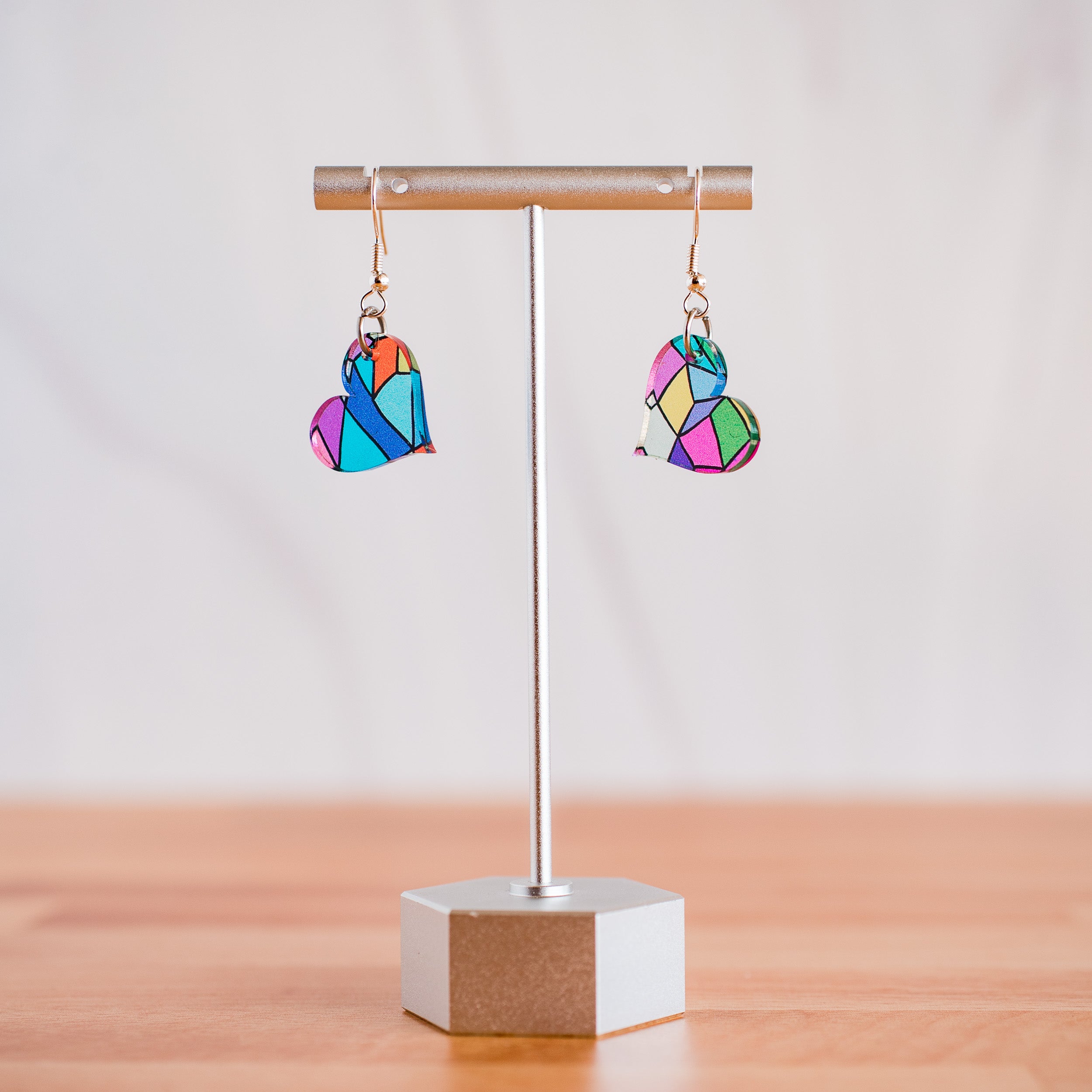 Petite Stained Glass Heart Dangles