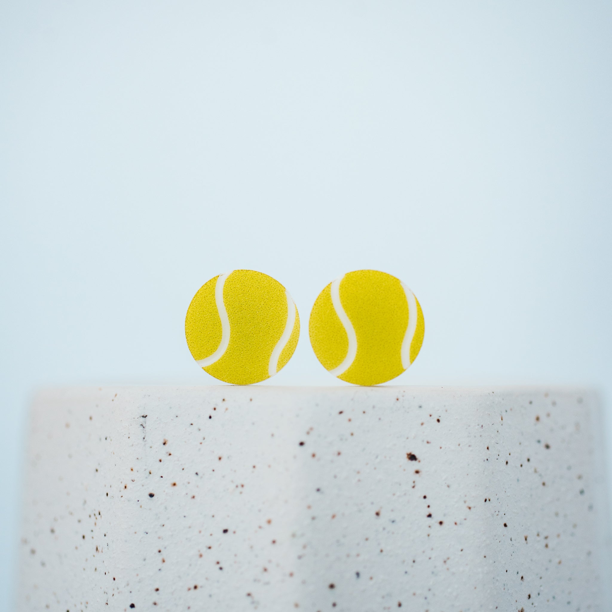 Neon Yellow & White Acrylic Tennis Ball Studs